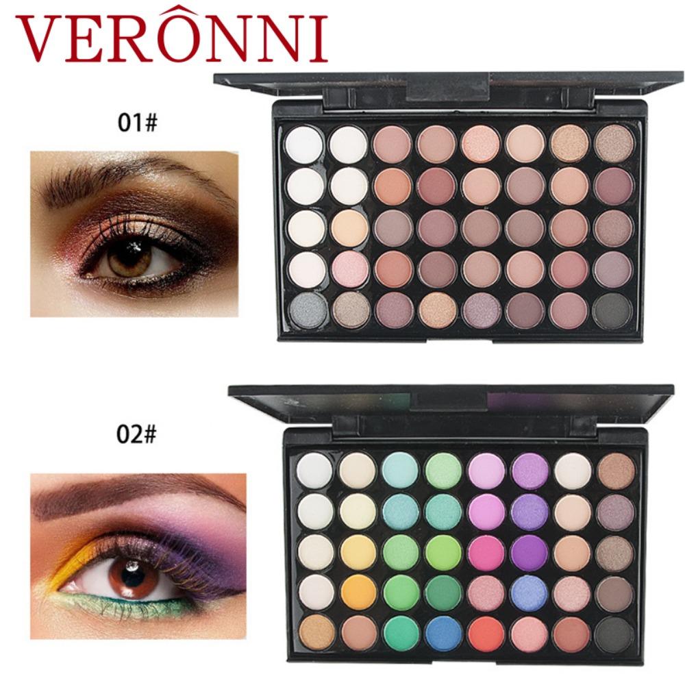 

VERONNI 40 Color Тени для век Матовый жемчужный свет Красота Теневая пластина для век Электрический глаз Earth Color Многоцветная коробка для макияжа