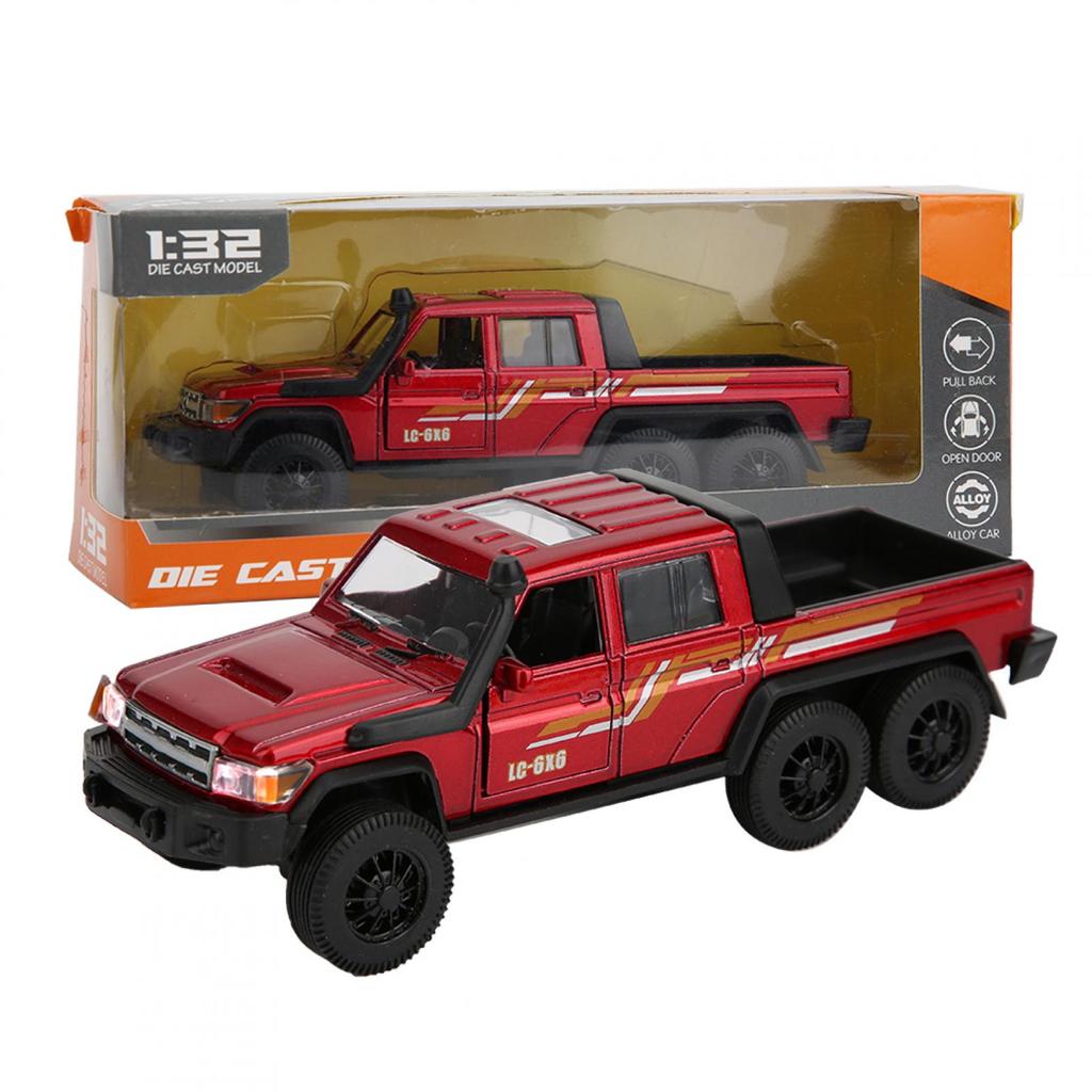 Automodell Toyota LC-6X6 im Maßstab 1/32, Legierungs-ABS-Material, Legierungsautospielzeug, hohe Simulation, langlebig, robuste, helle Farbe, für Geschenke