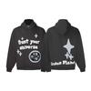 Unisex Broken Planet Print Velvet Hoodie - Trendy & Casual
