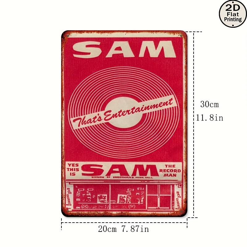 

SAM Thats Entertainment Metal Sign x Retro Record Store Wall Art Red White Vintage Iron Plaque for Home Office Cafe 20x30cm（7.8x11.8inch）