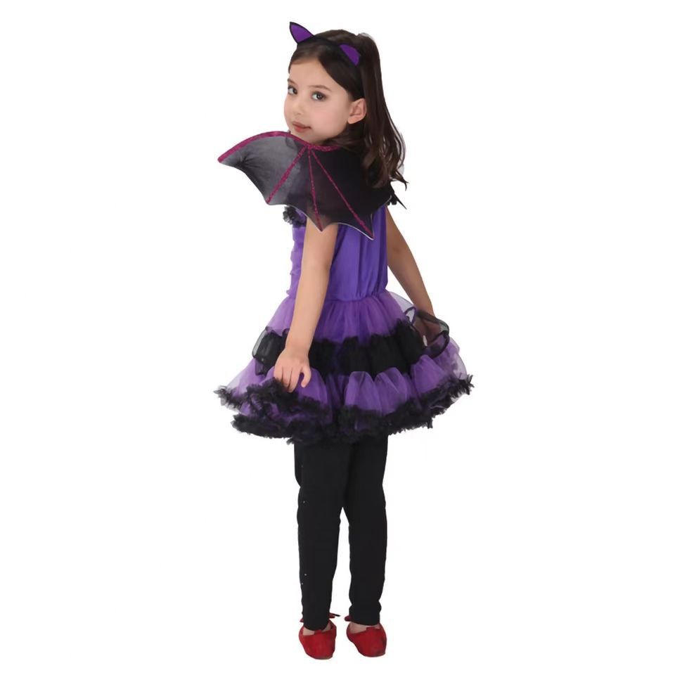 Kinder Mädchen Lila Fledermaus Vampir Prinzessin Kleid Ausgefallenes Cosplay Kostüm Kleidung Halloween Spiel