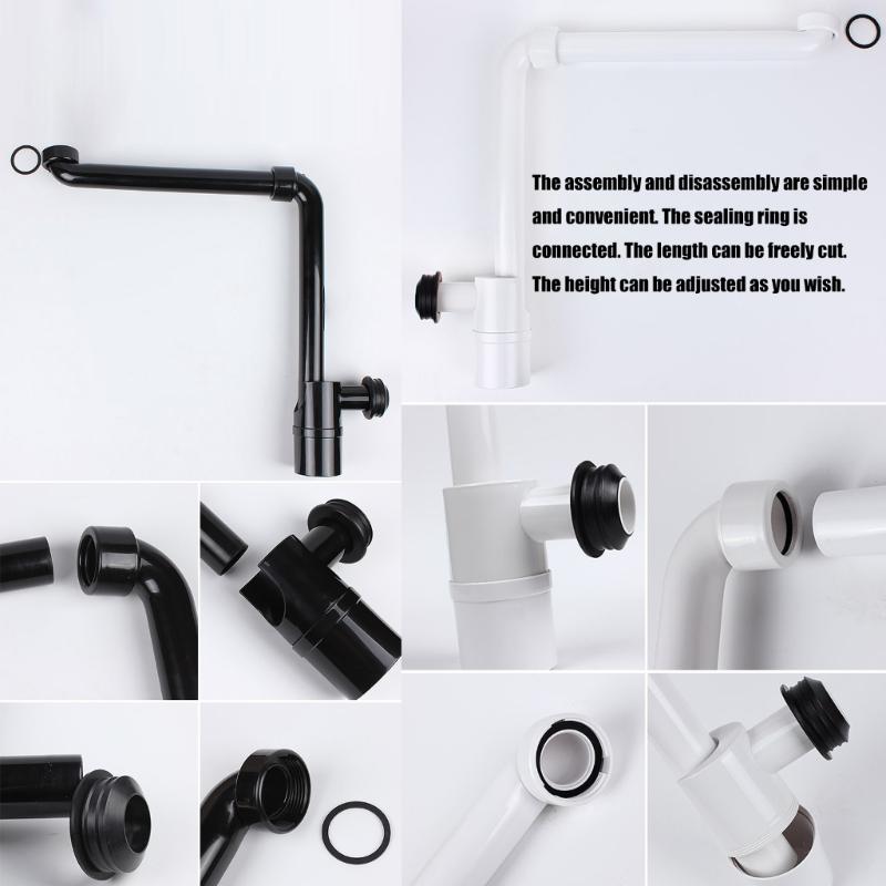 Adjustable Sink Drain Trap 1-1/4Inch Space Saving Sink Waste Trap Bathroom Drain Pipe Rotating Sink Waste Trap