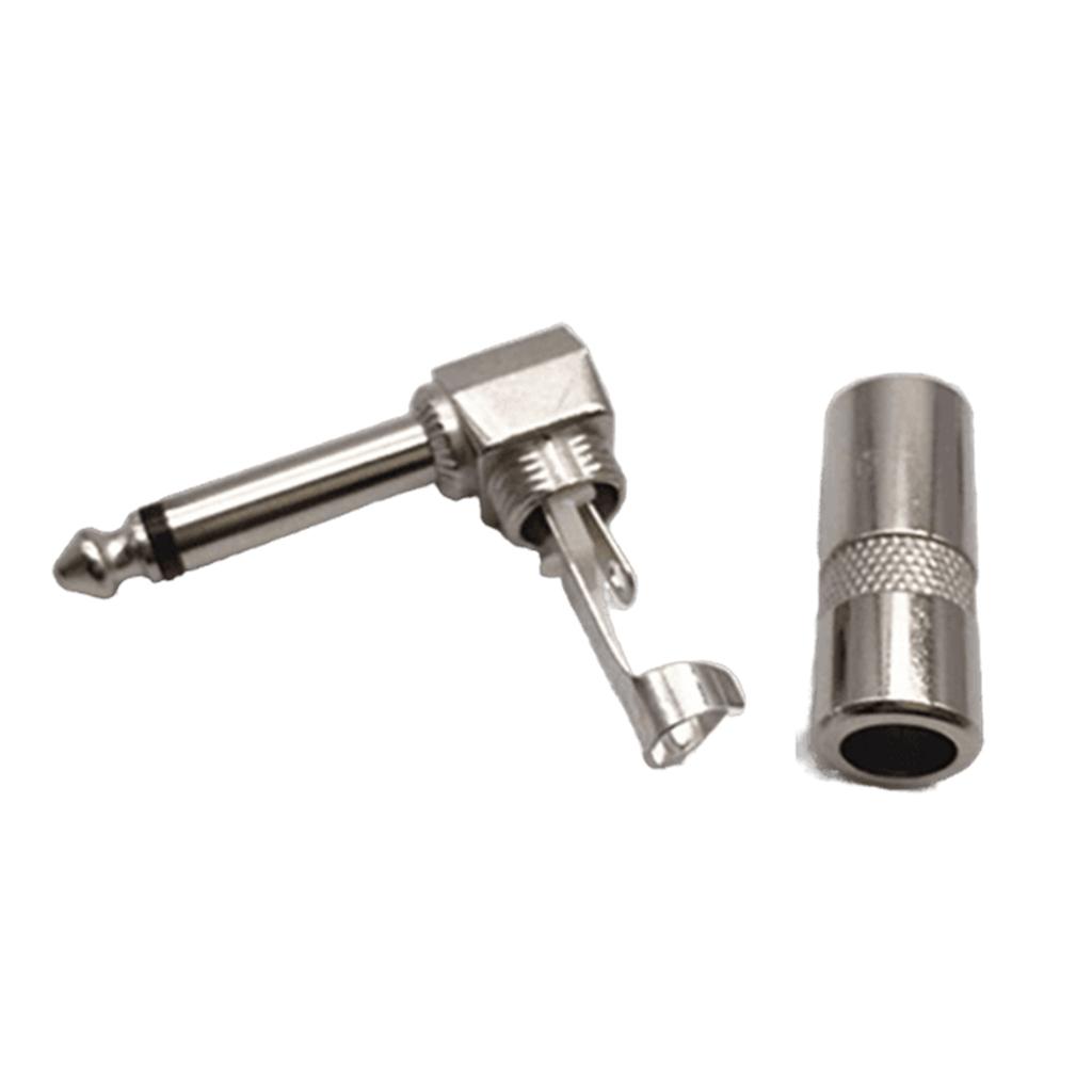 1/4" Audiostecker 6,35mm Stecker TRS Male 1/4 Zoll Stereo-Stecker Winkelstecker für Mischpult-Lautsprecherkabel Gitarrenkabel