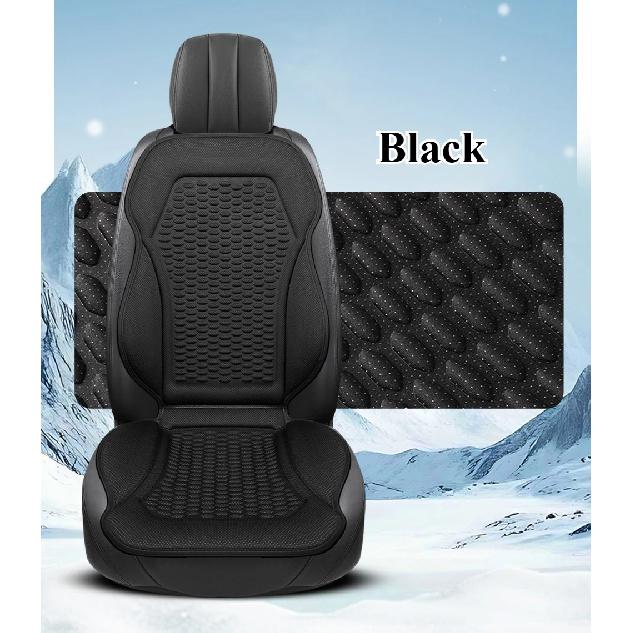3D Textured Breathable Cooling Summer Car Seat Cushions,Ice Silk Fabric Front Dual-Seat Pads, Easy Installation No Straps Need