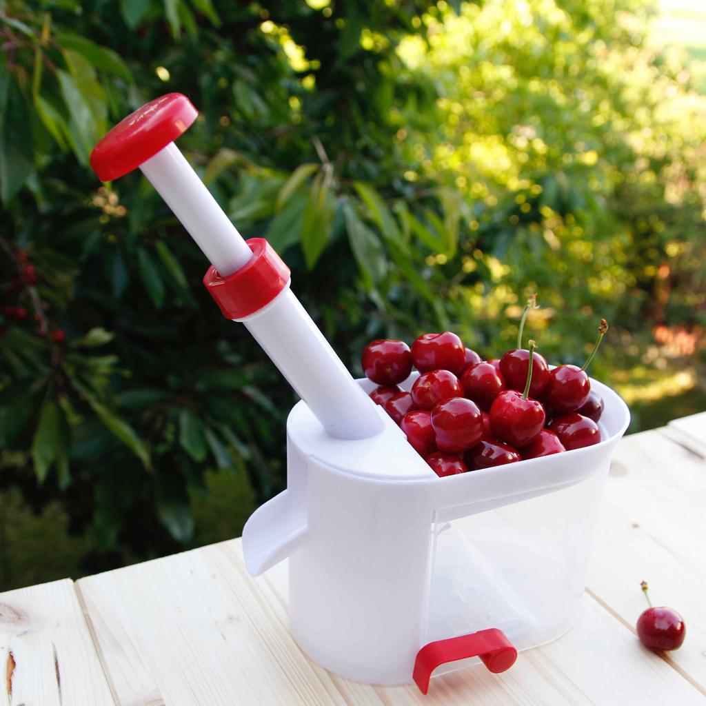 Dénoyauteur de Cerises, d'Olives et d'Olives avec Ventouse, Contenant Antidérapant