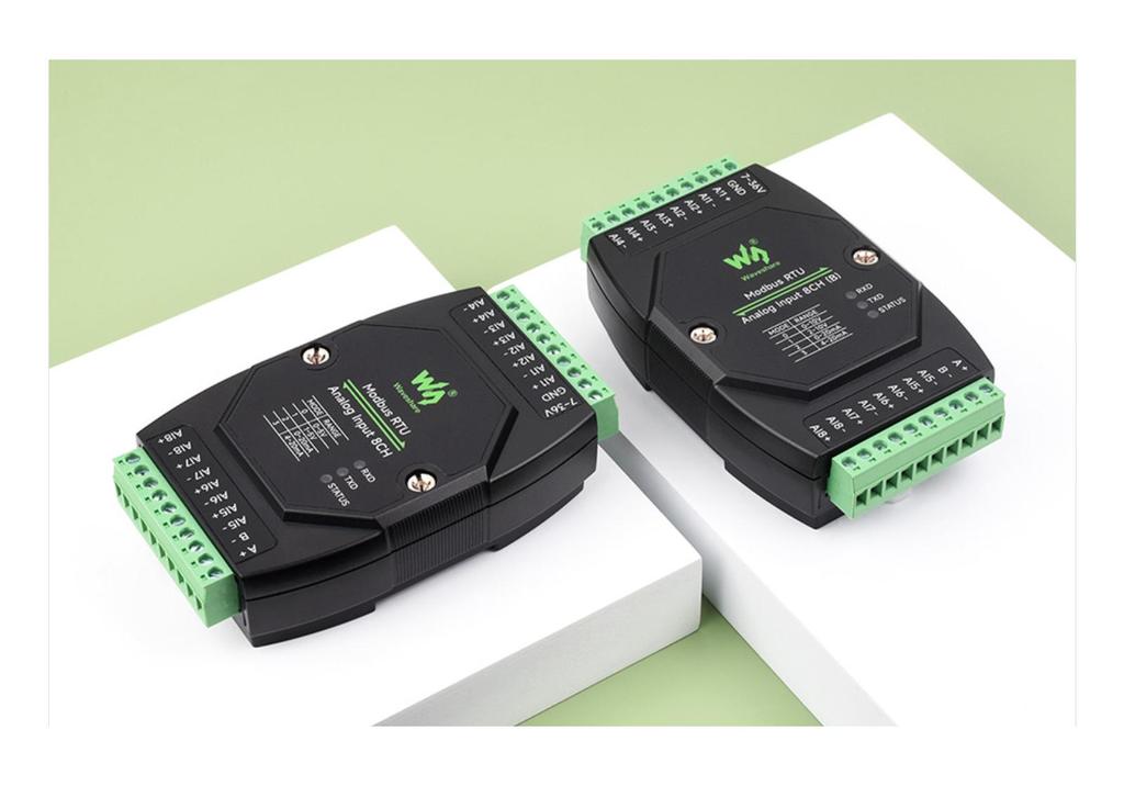 8-Channel Industrial Analog Input Module, DIN Rail Mount, 12-Bit Precision, Modbus RTU