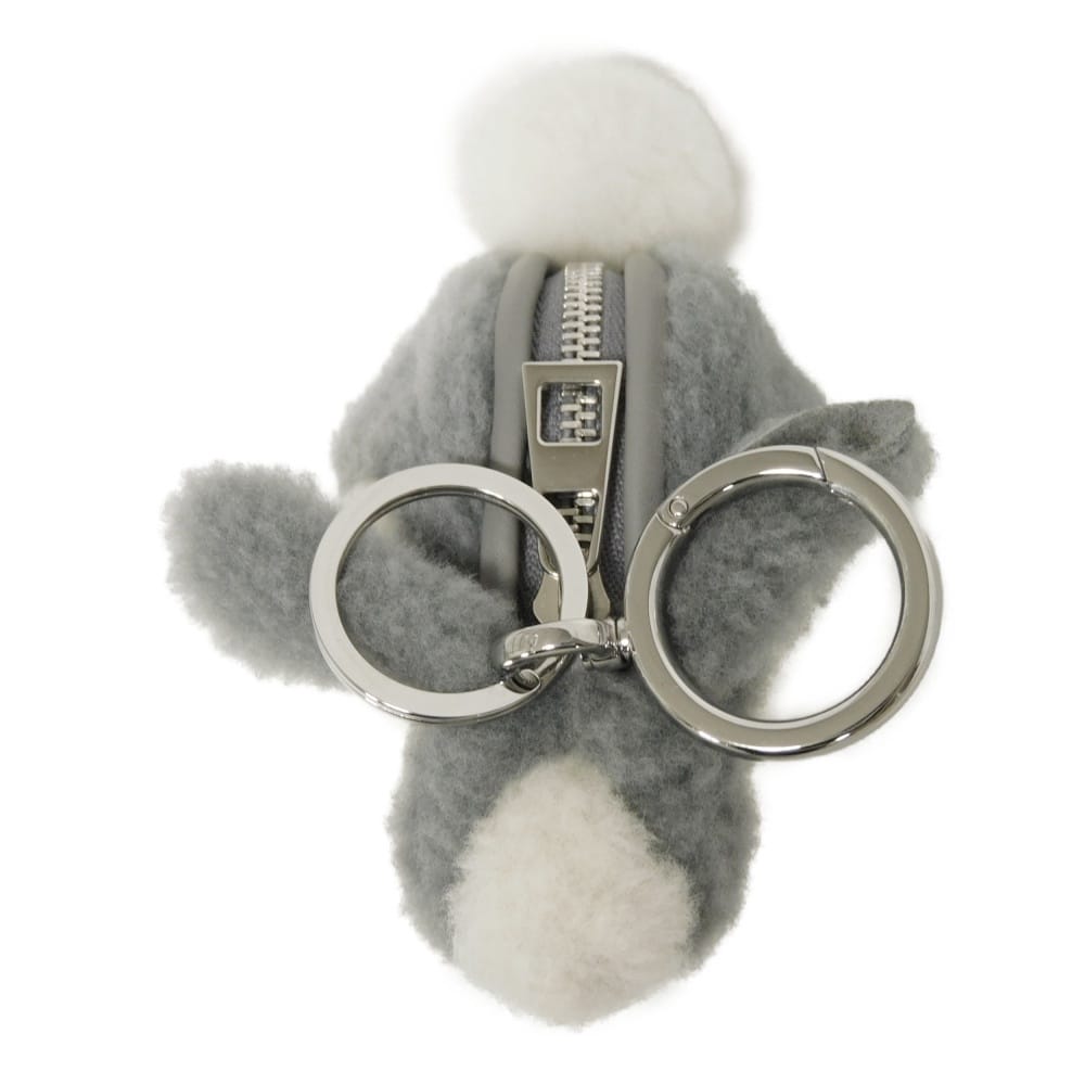 Used 12695 Bunny Mouton Coin Purse Charm C880T40X03 7943 Animal Rabbit Excellent Condition Snafjita Shearling Gray