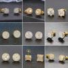 Hiphop Rock Stud Earrings For Women Classic Gold Color Jewelry Crystal Iced Out CZ Piercing Cartilage Ear Accessories Wholesale