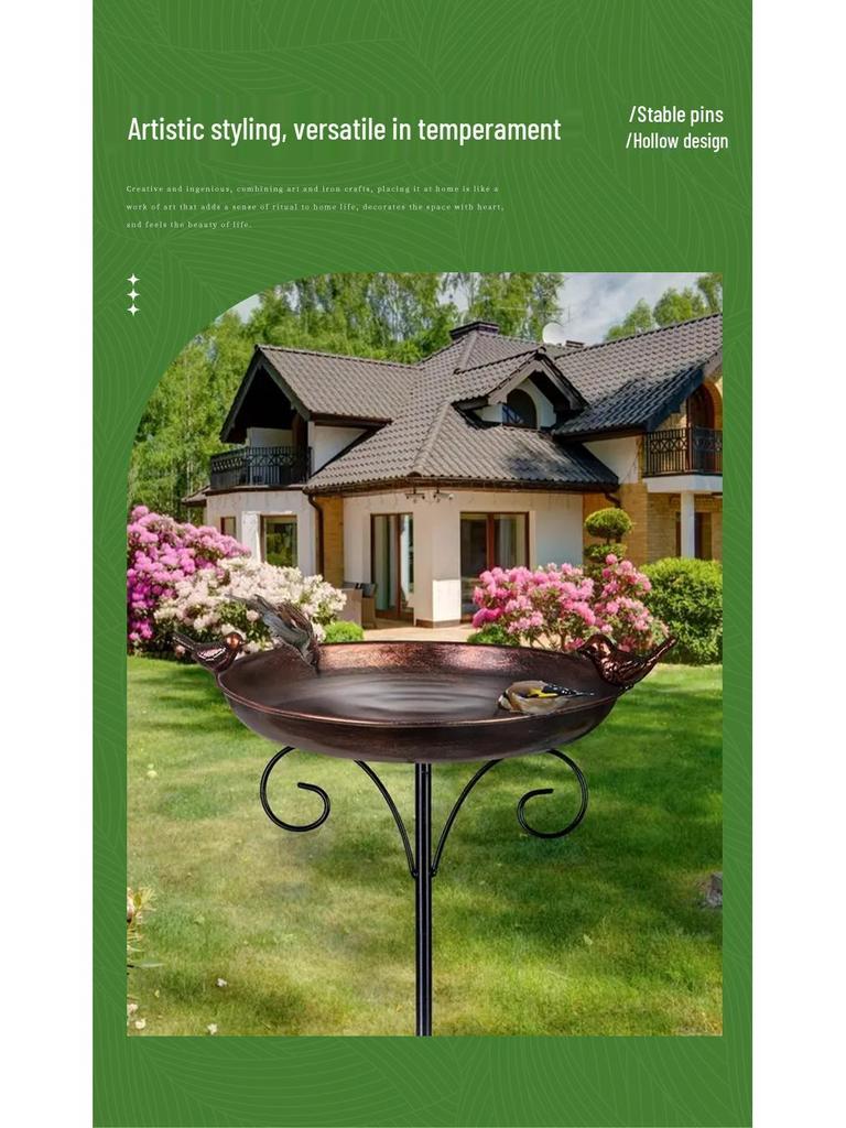 Cross-border Outdoor Garden Bird Feeder, Hummingbird Bath & Iron Art Decor