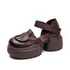Fashion GKTINOO Retro Round Toe Thick Sole Sandals 2025 Summer New Genuine Leather Casual Versatile Women's Flat Platform Shoes