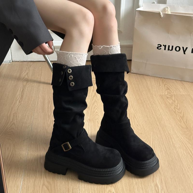 Платформа Женские Рыцарские Длинные Сапоги Женские Западные Ковбойские Рыцарские Сапоги Длинный Голенище Квадратный Каблук Ретро Стиль Зимние Сапоги 52411 40 6390₽