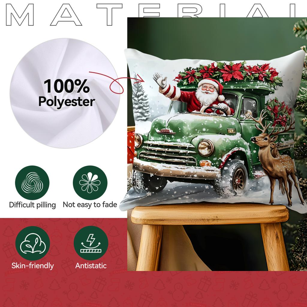 Christmas Theme Cushion Pillowcase Printed Polyester 40/45/50Cm Throw Pillowcover Decorative Sofa Cushion Pillowslip Home Decor