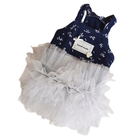 huaqianguhh White Tutu Dog Dress, Floral Sleeveless Princess Style Summer Pet Outfit for Small Dogs Teddy Bichon Frise