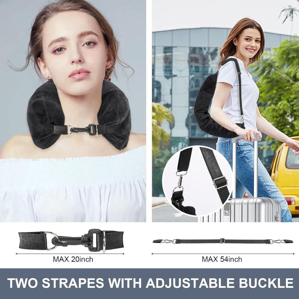 Velvet Neck Pillow Storage Bag Adjustable Neck Size U-Shapes Pillow Stuffable Travel Pillow  Flight