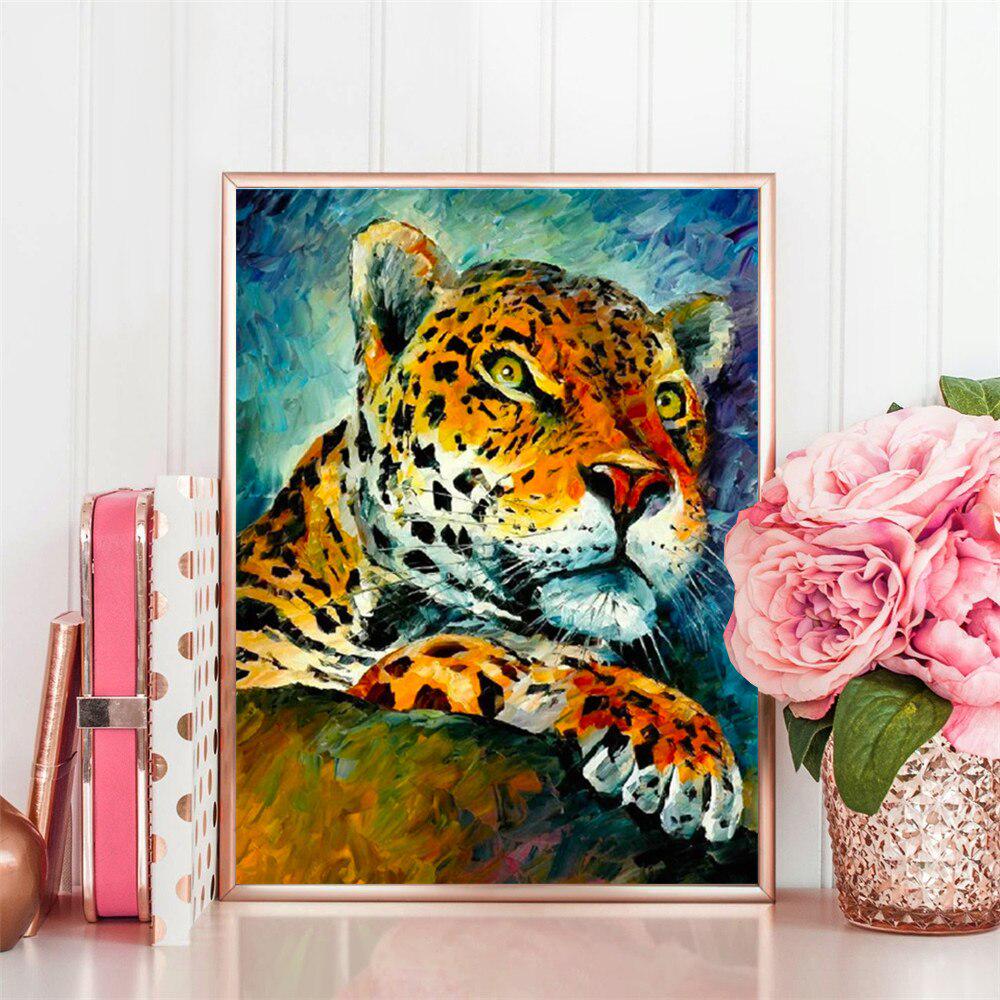 Full Square Diamond Embroidery Leopard Diamond Painting Cross Stitch Animal Rhinestone Picture