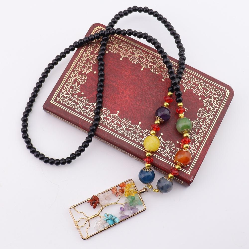 Color Retaining Gold Handmade Winding Natural Crystal Gravel Tree Root Tree Of Life Necklace Sweater Chain N774