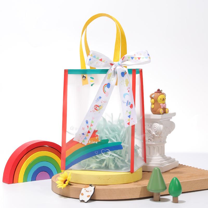 Kindergarten Party Favor Gift Bag with Transparent Handle for Back-to-School and Birthday.