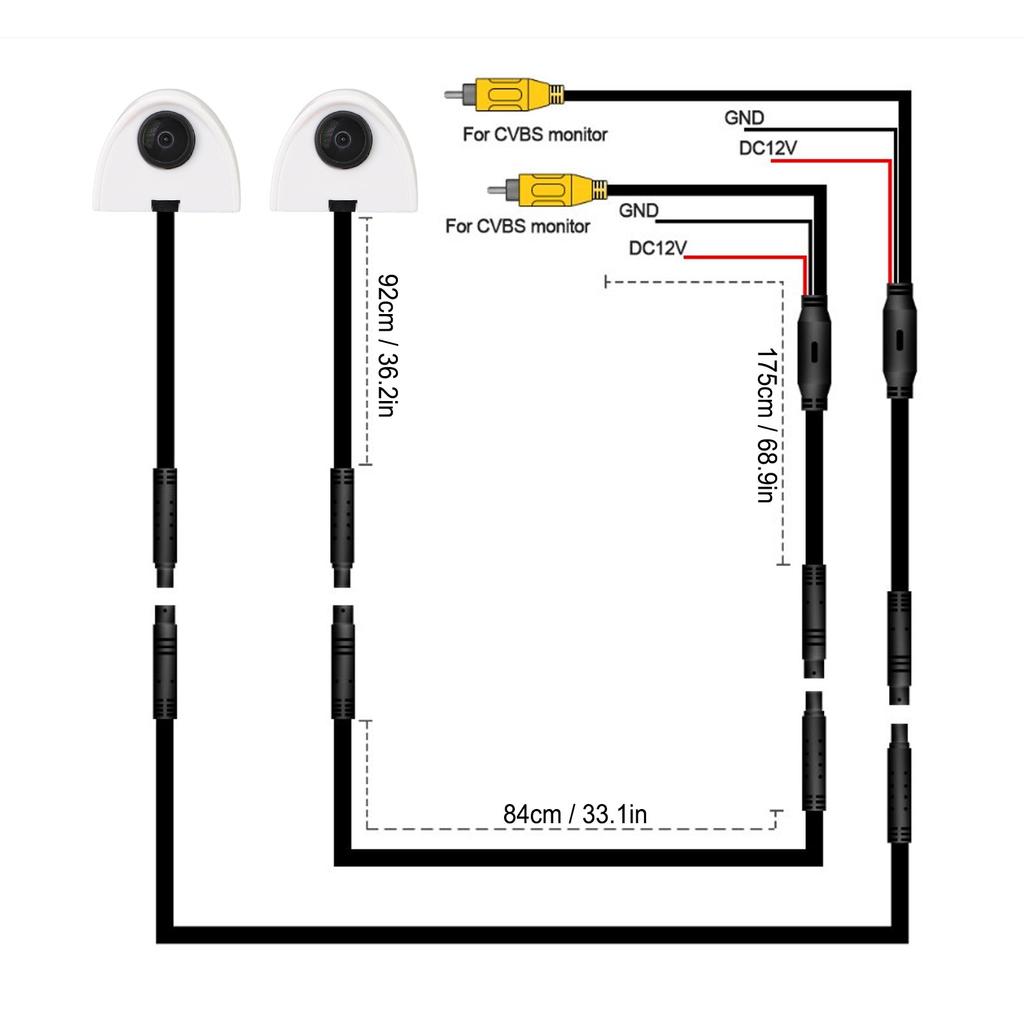 Car Door Side View Camera Night Vision Blind Spot Camera Left Right Mini HD Image Tape Mounting for Car Surveillance System