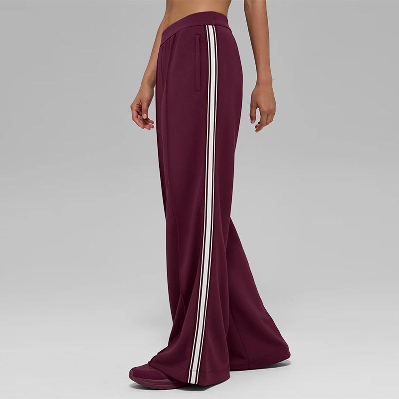 Women's Loose Wide-Leg White Striped Casual Pants - Anti-Pilling Modal, Autumn/Winter Collection