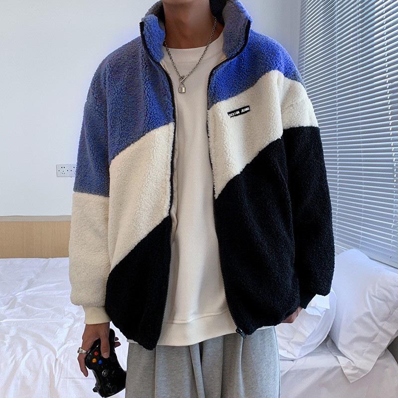 Men's High-Collar Japanese Lambskin Fleece Jacket - Autumn/Winter