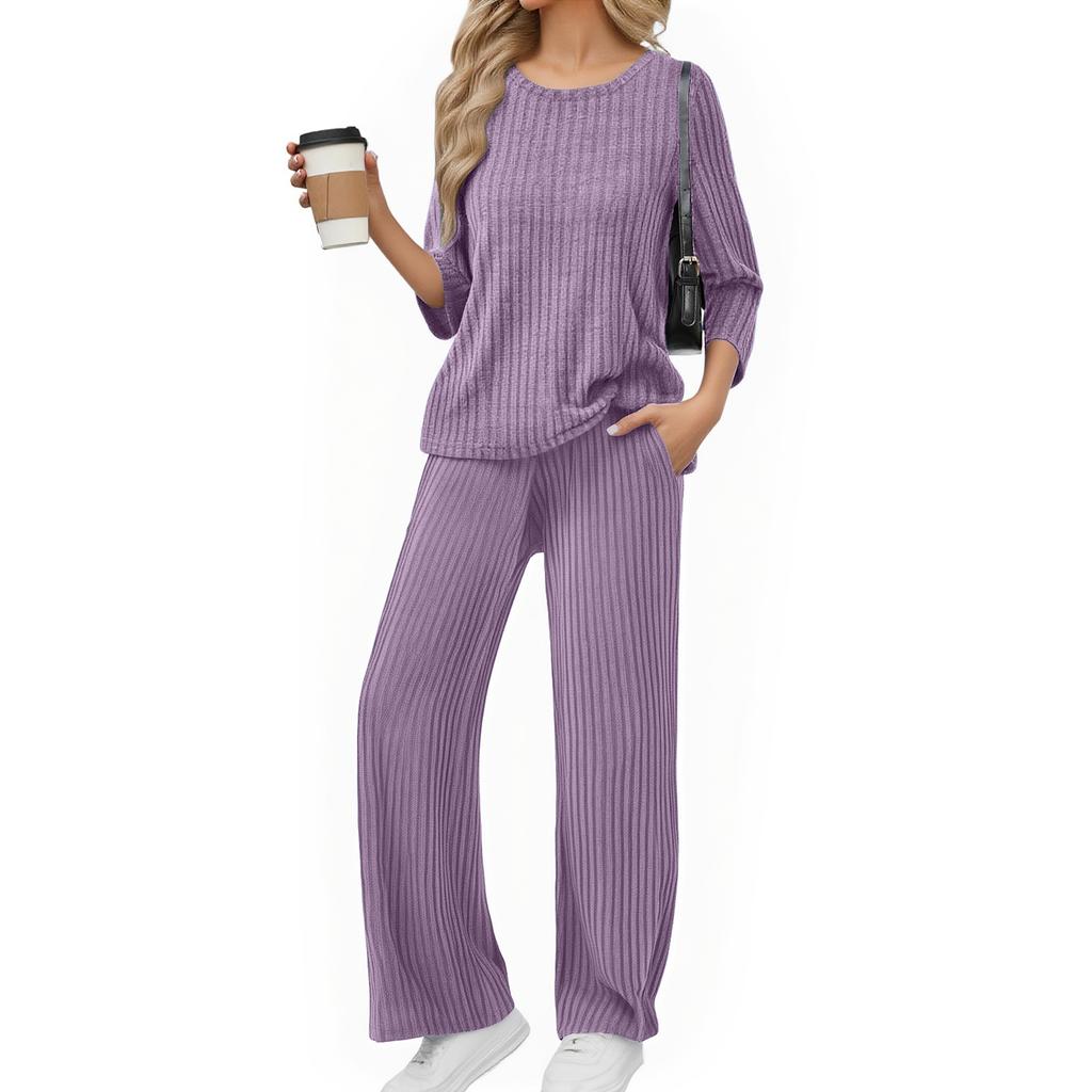 Women's Casual Fashion Comfortable Tops And Pants Home Pajamas Set