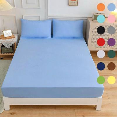 Single Double Bed 1pc Solid Color Fitted Sheet Mattress Cover Super Soft Microfiber Bed Sheet (Without Pillowcase)