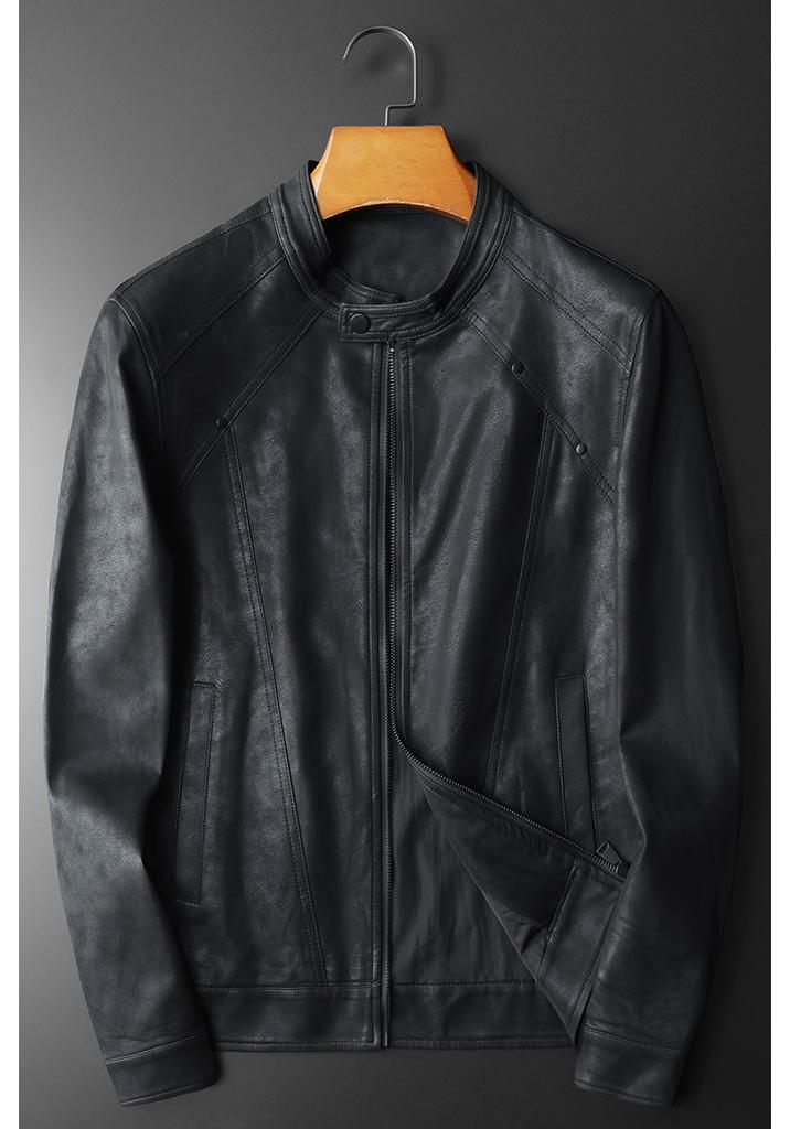 Autumn and winter new men's stand-up collar slim-fit locomotive leather jacket trendy fashion handsome zipper casual PU