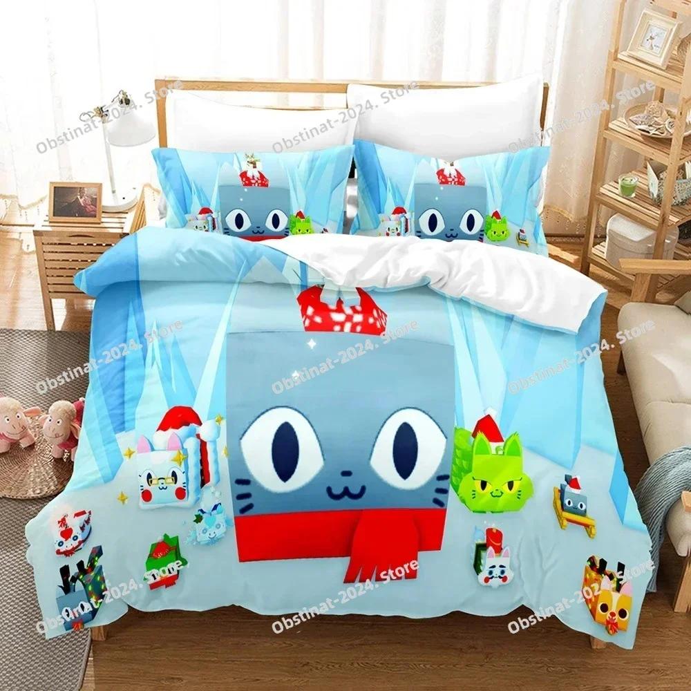 Games Cute Pet Simulator X Bedding Set Printed single Comforter Quilt Bed Cover Duvet Cover Pillow Case 3 Pieces Kids Adult Size