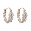 Korean Luxury Gold Color Sparkling Zircon Ear of Wheat Hoop Earrings for Women Wedding Party Daily Wear Exquisite Jewelry Gifts