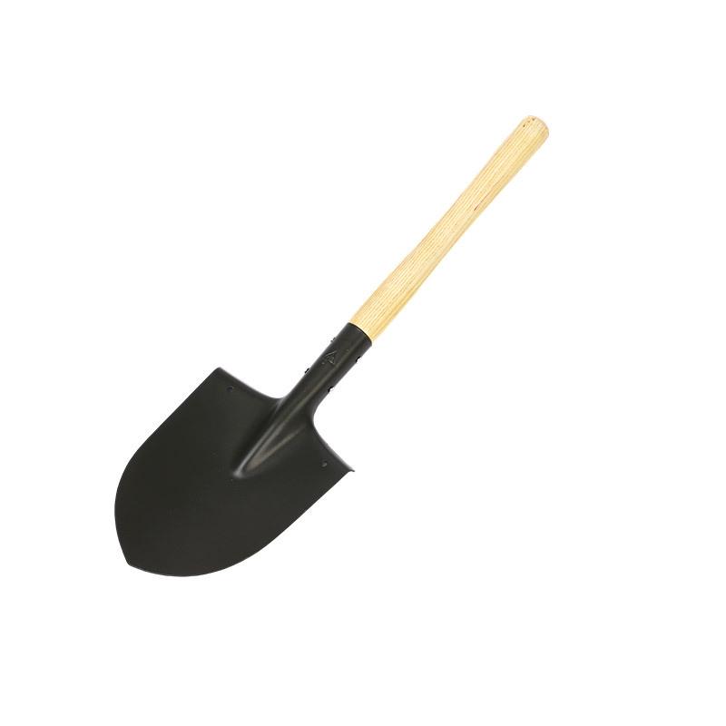 Manganese Steel Green Entrenching Tool: Small Iron Shovel with Wooden Handle for Flood Prevention and Firefighting.