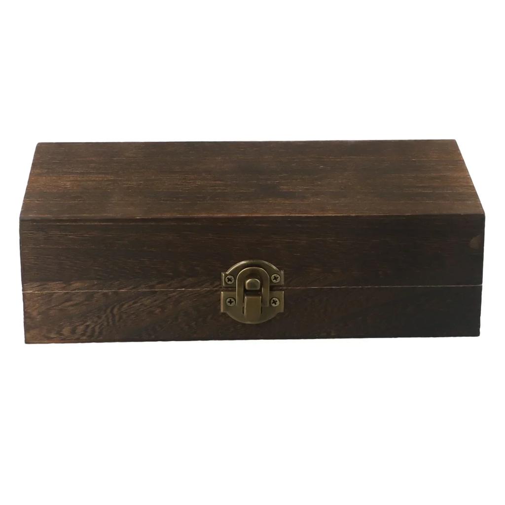 Retro Wooden Jewelry Storage Box Vintage Wooden Box With Lock Rectangular Desktop Organizer For Necklace Bracelet Ring Ornaments