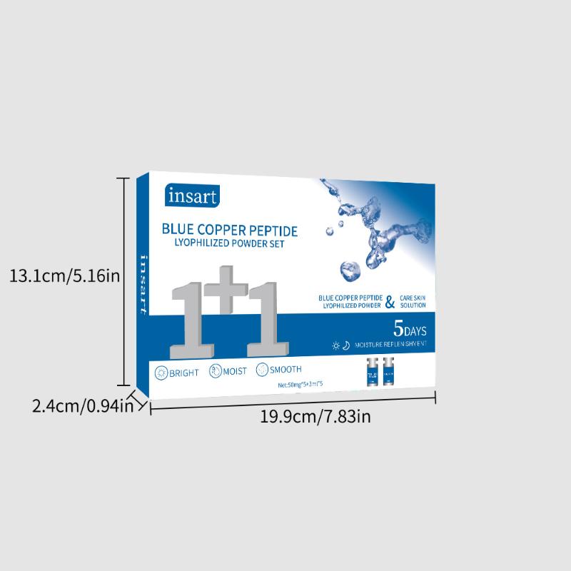Blue Copper Peptide Lyophilized Powder Set Deep Hydrating Brightening Face Skincare Set for Dry Combination Skin Types