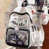 Großes Kapazitäts-Anime-Ita-Rucksack für Mittelschüler - Transparentes Knopfdesign