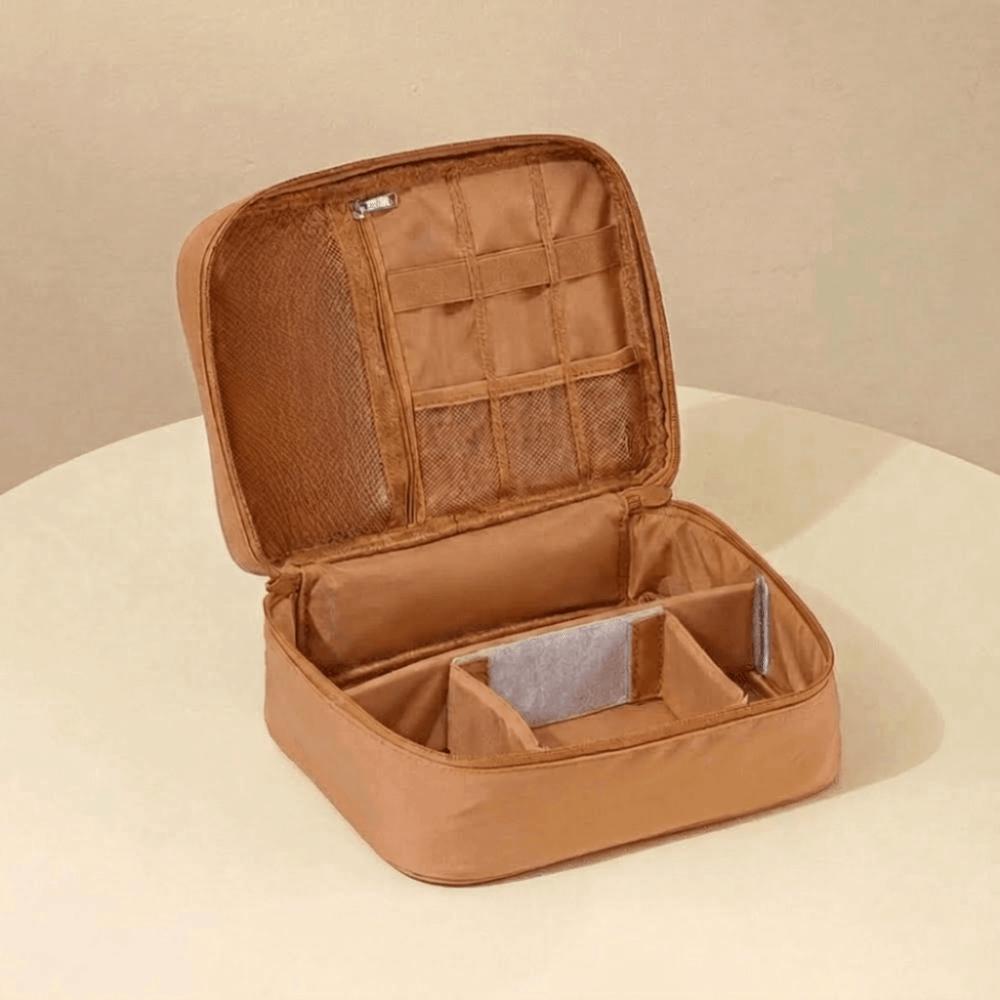 

Single Layer Travel Makeup Bag Thickened Oxford Cloth Multifunctional Storage Bag Vacation Single-layer Brown