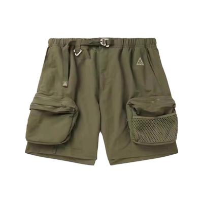 Solid Color Logo Outdoor Hiking Cargo Shorts Men Bottoms Khaki-Green DN3946-222