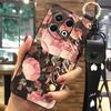 Protective Flower Phone Case For Tecno Spark30 Pro 4G/KL7 Kickstand Dirt-resistant Phone Holder Wrist Strap Back Cover