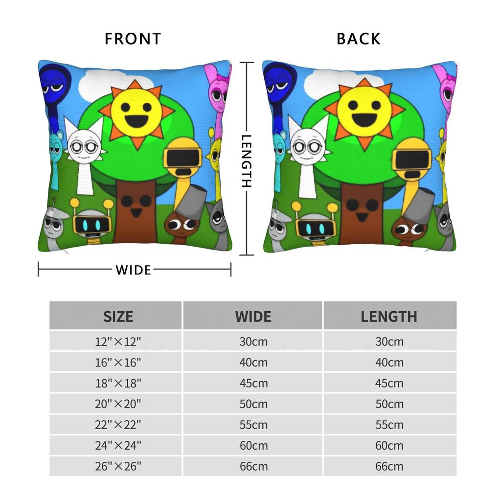 Sprunki Game Square Pillow Cases Cartoon Cushion Cover Fashion Polyester Decor Pillowcover for Car 45x45cm