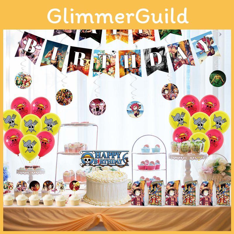 Pièce Anime One Décorations de Fête d'Anniversaire à Thème Costume Bannière Topper Ballon