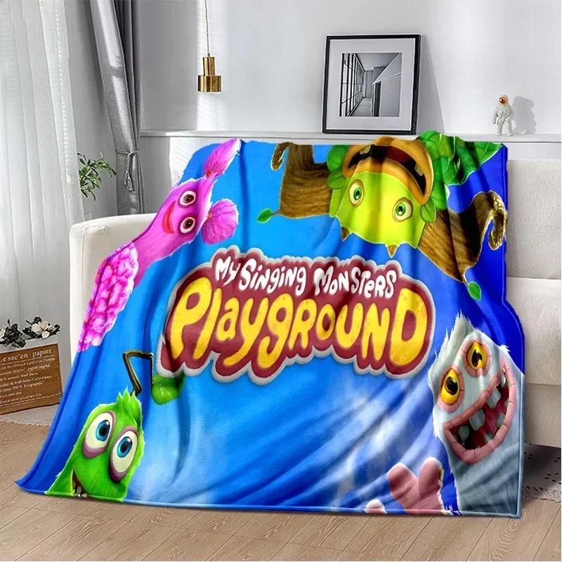 My Singing Monsters Videospiel-Cartoon-weiche Plüschdecke, Flanelldecke, Überwurfdecke für Wohnzimmer, Schlafzimmer, Bett, Sofa, Picknick