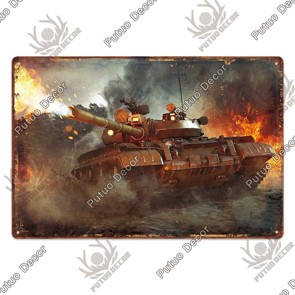 Putuo Decor Panzer Blechschild Metallschild Dekorative Vintage-Dekor Plakette Wanddeko Garage Man Cave Clubraum Zuhause