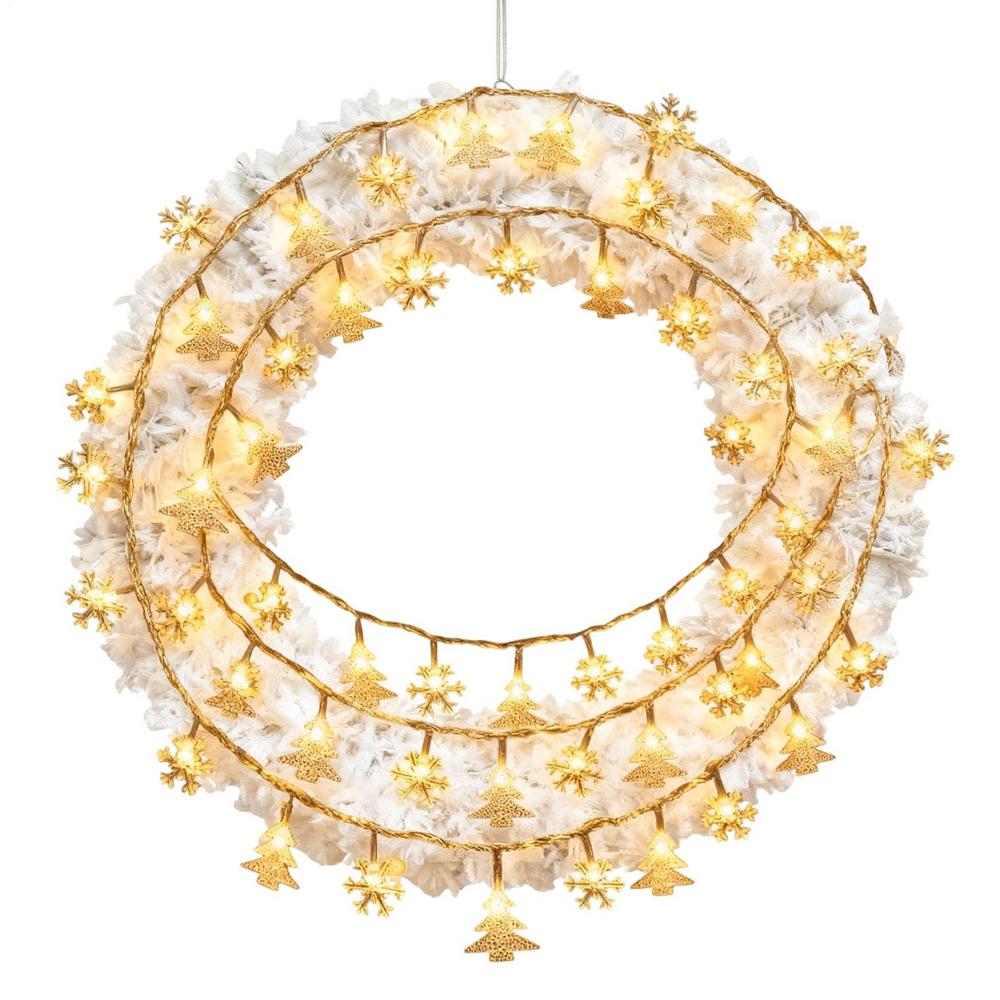 

LED Christmas Lights 16Ft Waterproof Elk Snowflake 50 LED Warm White Christmas Lights For Indoor Outdoor Garden Yard Patio Porch