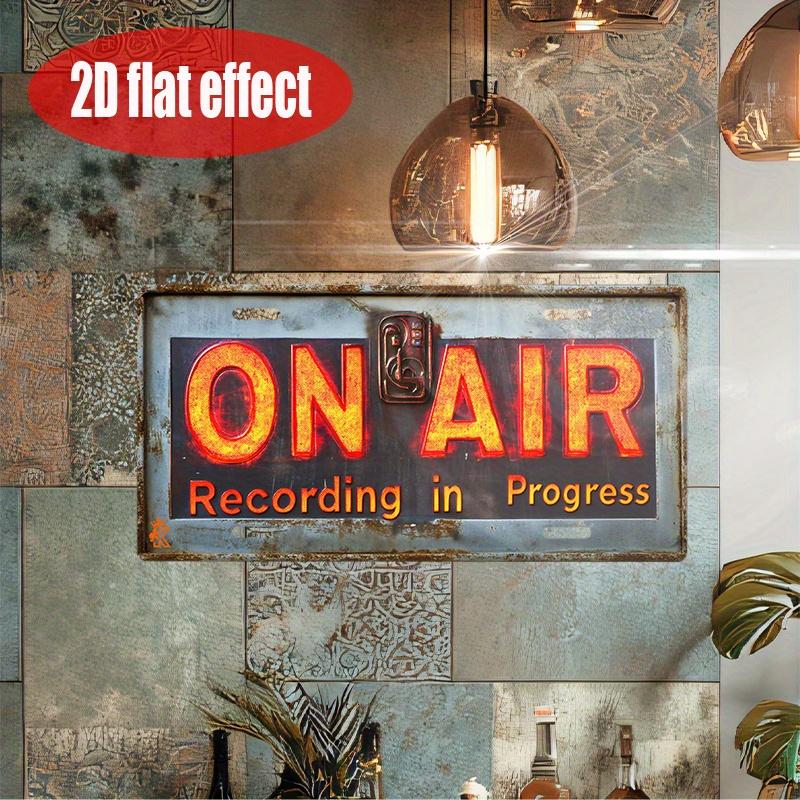 

D Flat pc Vintage ON AIR Studio Recording Metal Sign Classic Broadcast Style Wall Decor with Illuminated Border 15x30cm(5.9x7.8inch)