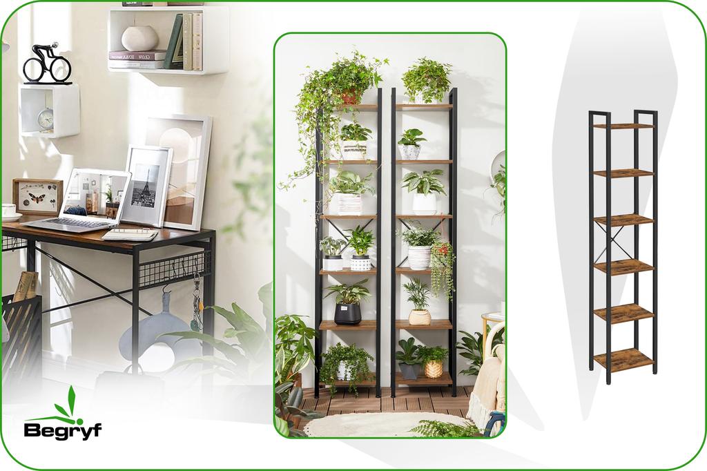 Estante Marrom Escuro Para Livros Estreita Loft Vr37 40X30X187,5 Begryf