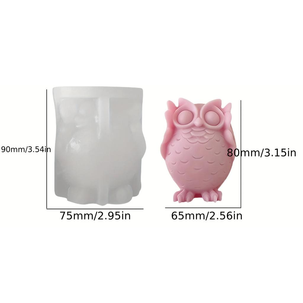 A Top Quality 3D Cartoon Owl Silicone Mold DIY Aroma Candle Plaster Ornaments Mould Cute Animal Owl Handmade Soap Candle Making