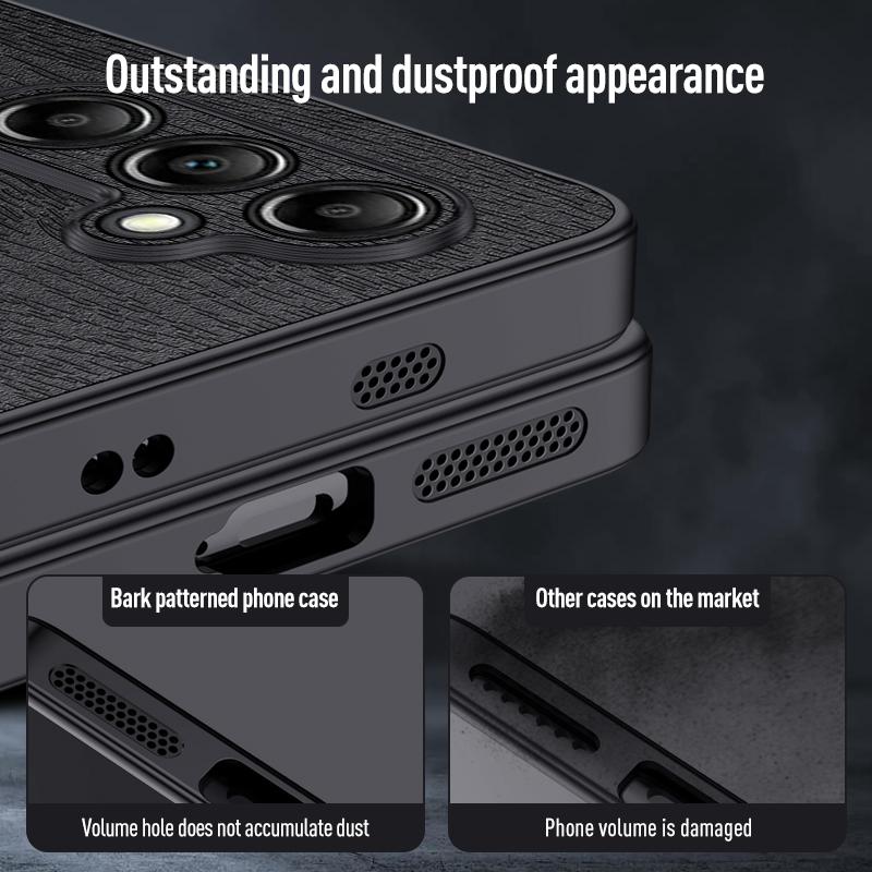 For Samsung Galaxy A15 5G Cellphone Case Wood Grain PC+TPU+PU Back Protector Cover