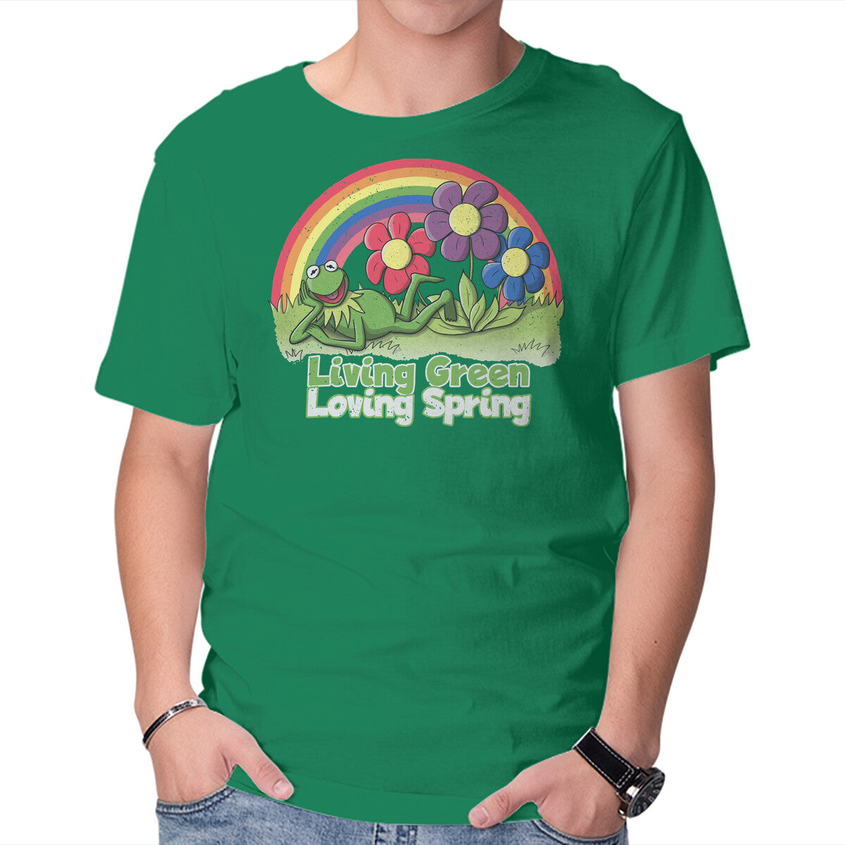 Unisex Crew Neck T-Shirt Living Green Loving Spring Graphic Short Sleeve Casual Tee L