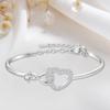 Nuovo Bracciale Vuoto a Forma di Cuore Aperto Moda Gioielli da Donna Zircone Accessori Raffinati Eleganti Ornamenti da Polso
