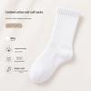 5-Pair Unisex All-Season White Mid-Calf Cotton Socks - Breathable, Sweat-Absorbent, Sporty, Versatile.