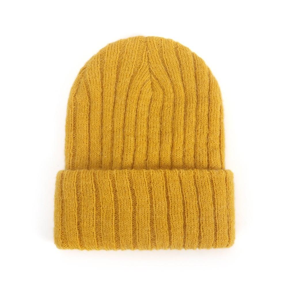 Solid Color Kids Knitted Beanie Hat Cat Ear Embroidered Bonnet Fashion Winter Cap For Children