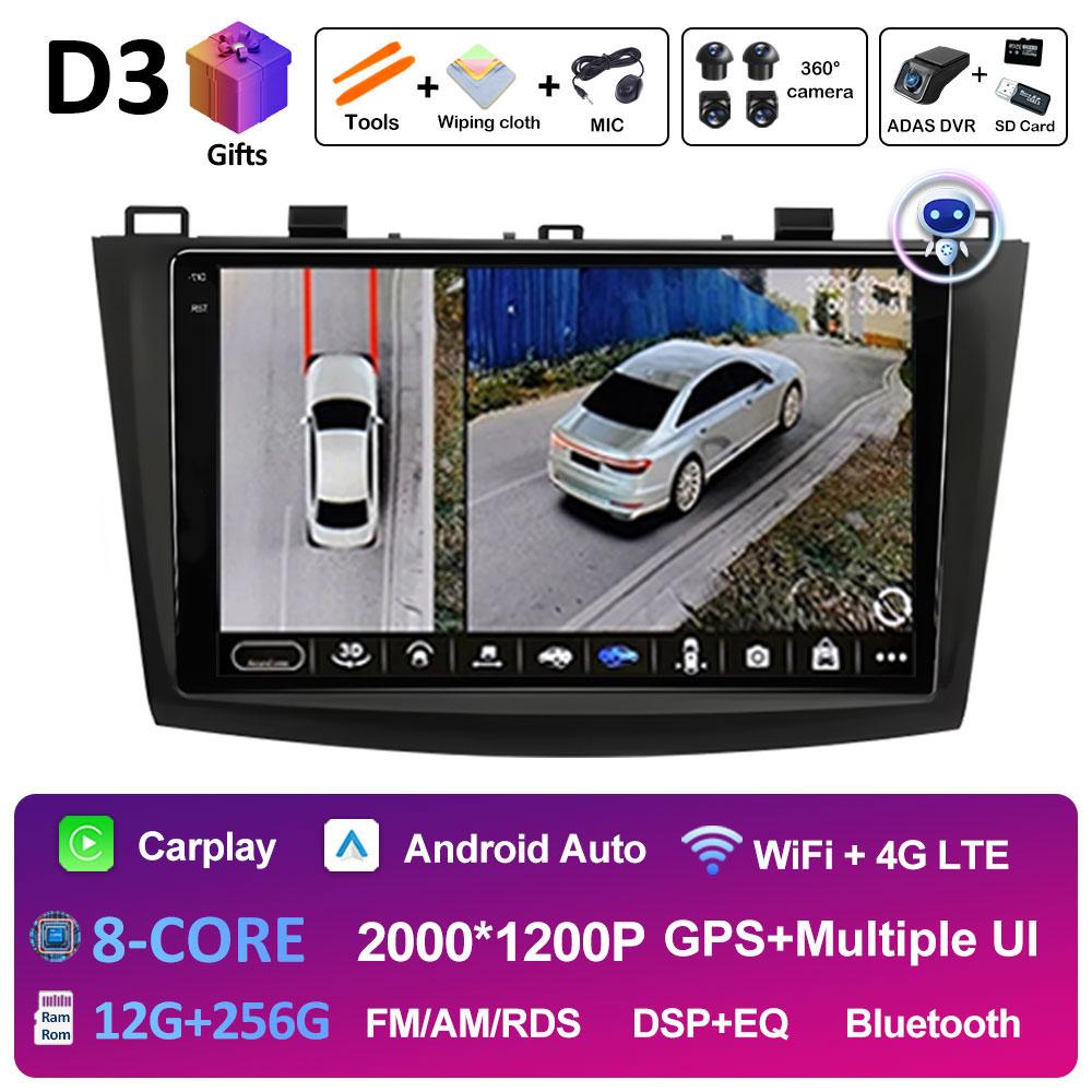 Player Multimedia Pentru Mazda 3 2009 2010 2011 2012 2013 Android Auto Ventilator de Răcire DSP Stereo Carplay Wireless Ecran QLED IPS WIFI